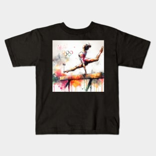 Artistic interpterion of an Olympian on the balance beam. Kids T-Shirt